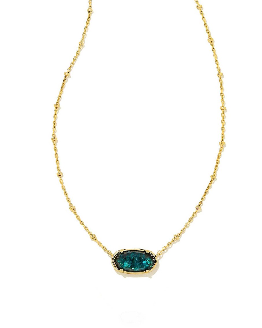 Jewelry Kendra Scott | Faceted Gold Elisa Short Pendant Necklace In Dark Teal Mica