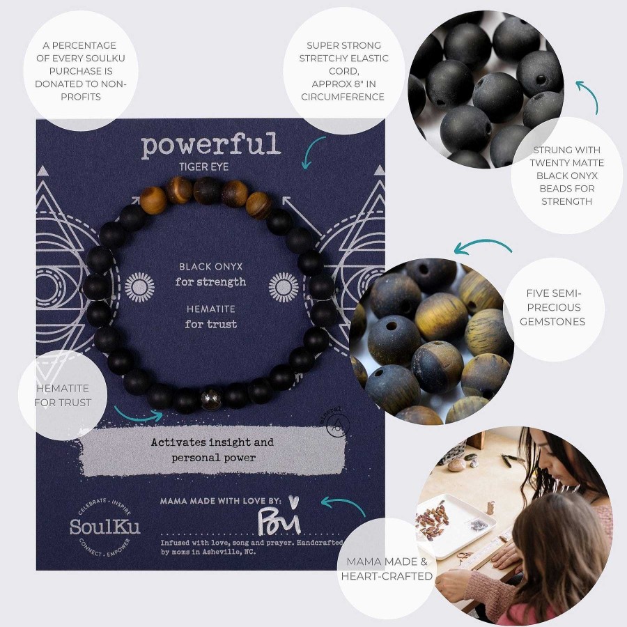 Jewelry Soulku | Soulku Men'S Tigers Eye Bracelet For Being Powerful