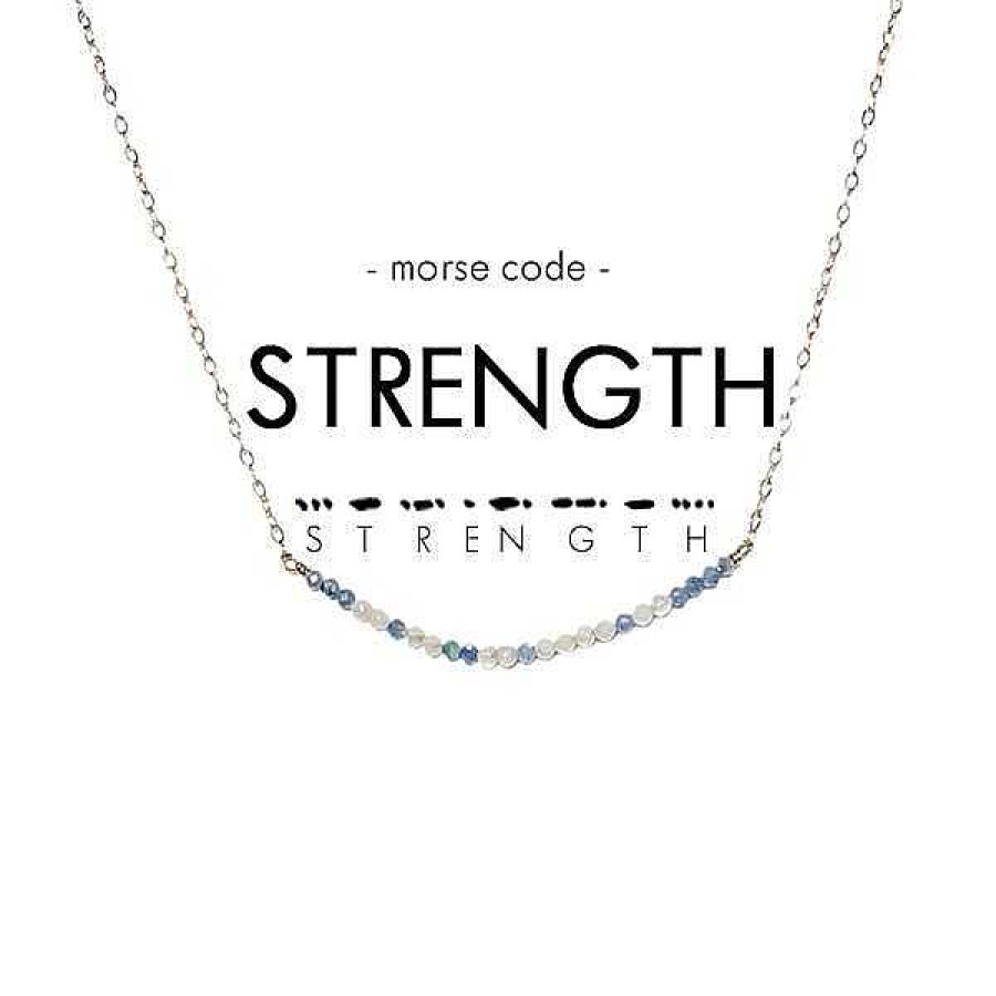 Jewelry Ethic Goods | Dainty Stone Morse Code Necklace - Strength