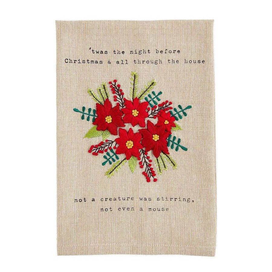 Home & Gifts Mudpie | Floral Embroidered Christmas Towel