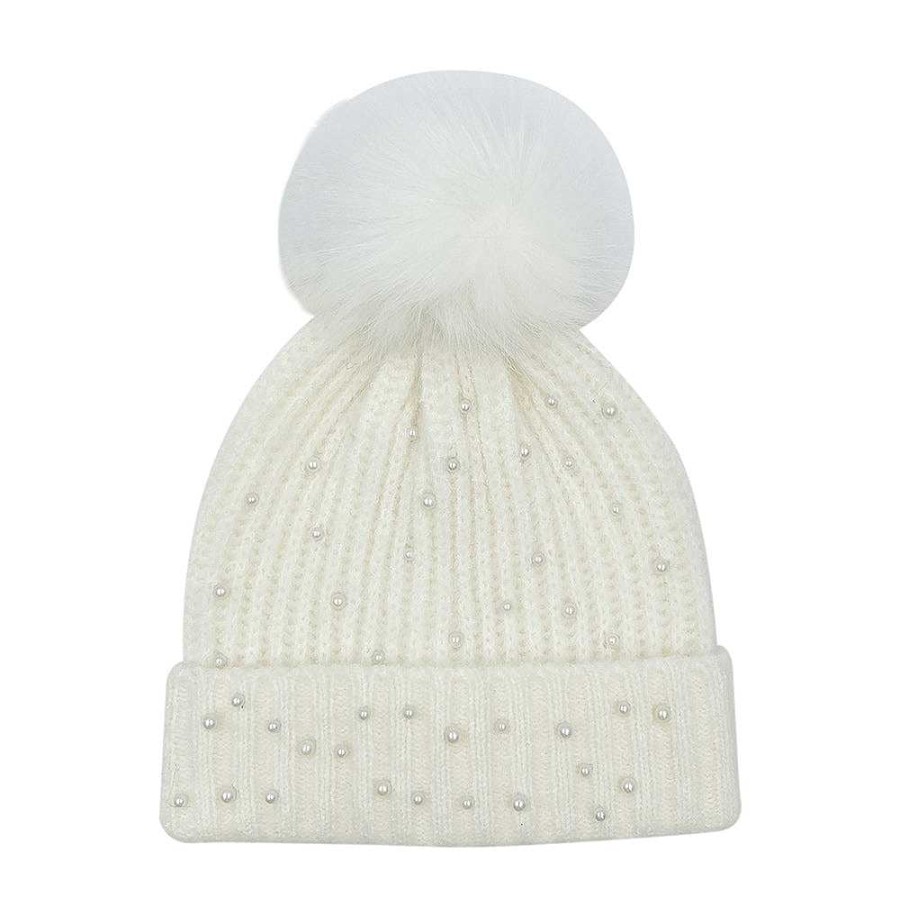 Accessories Wona Trading | Pearly Perfection Pom Beanie