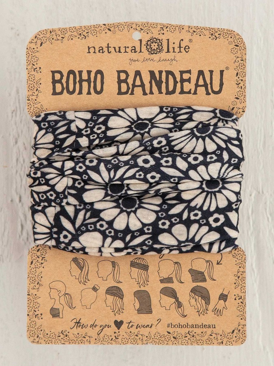 Accessories Natural Life | Black White Daisies Boho Bandeau