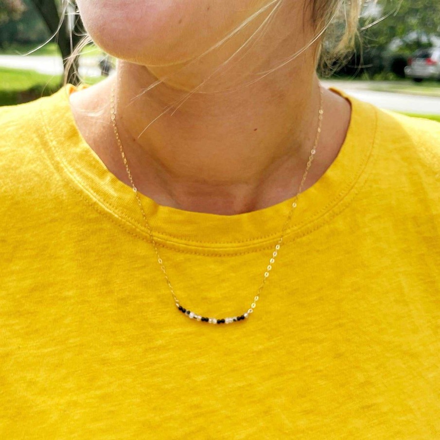 Jewelry Ethic Goods | Dainty Stone Morse Code Necklace - Brave