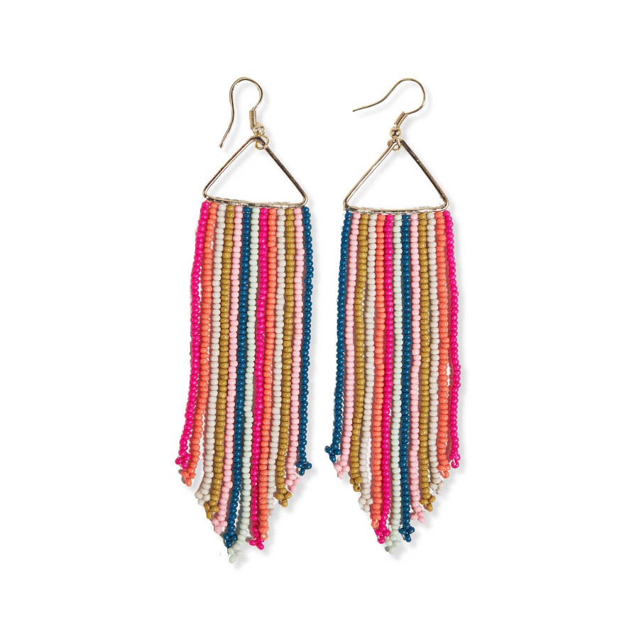 Jewelry Ink + Alloy | Emilie Rainbow Fringe Stripe Earrings