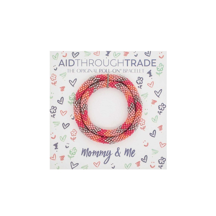 Jewelry Aid Through Trade | Roll-On Mommy & Me Bracelet Set - Grapefruit