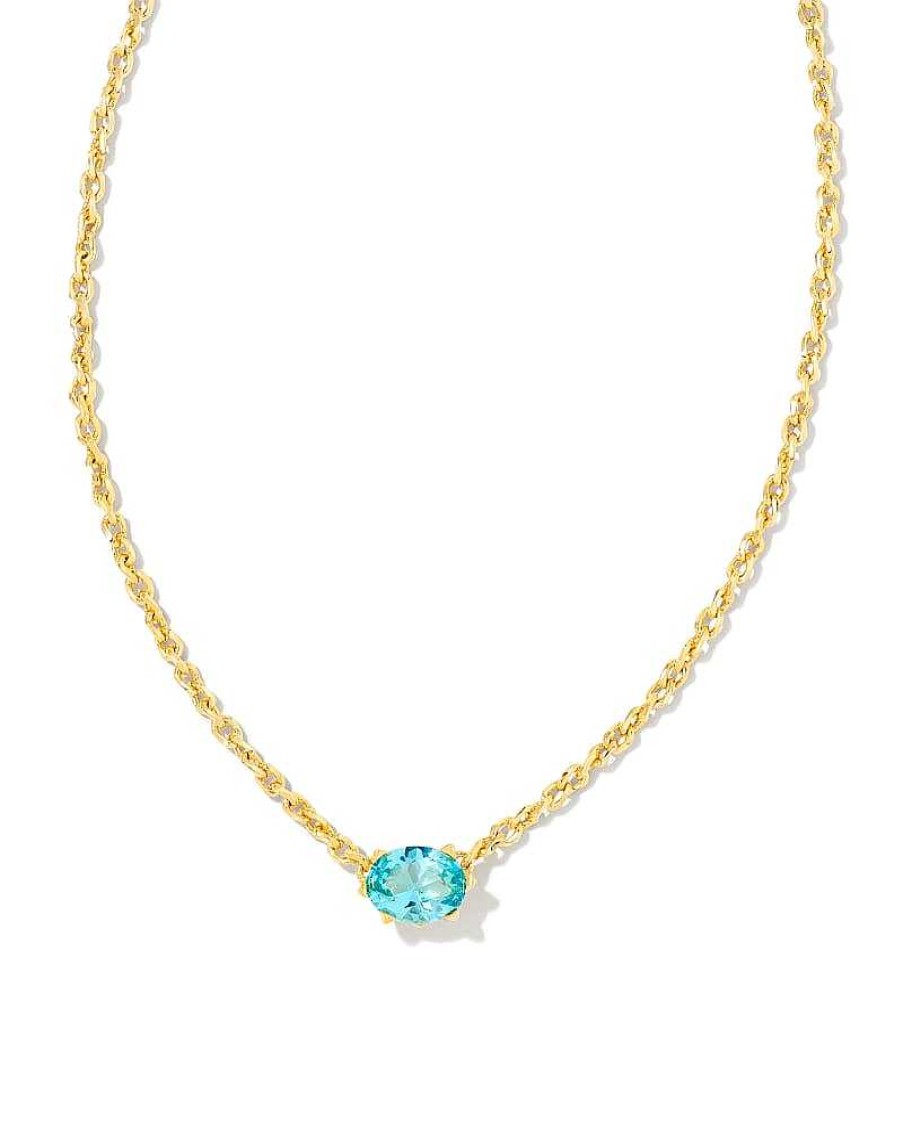 Jewelry Kendra Scott | Cailin Gold Pendant Necklace In Aqua Crystal