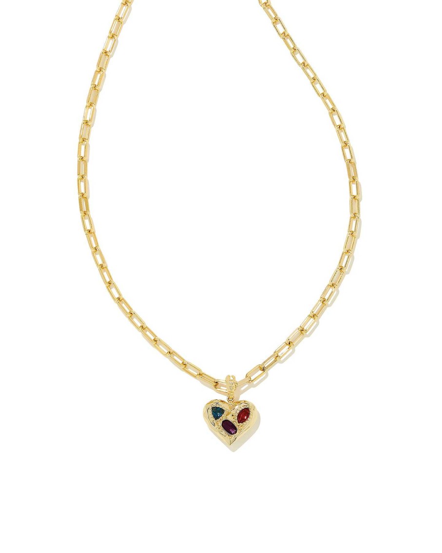 Jewelry Kendra Scott | Penny Gold Heart Short Pendant Necklace In Multi Mix