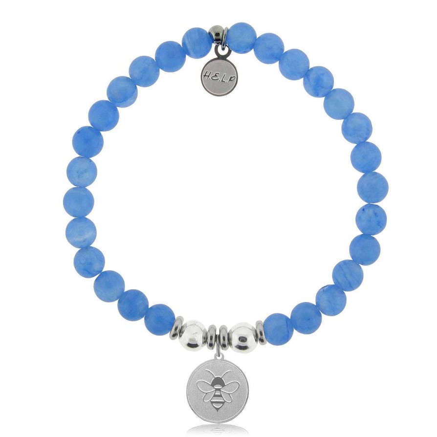 Jewelry T. Jazelle | T. Jazelle H.E.L.P. Bee Bracelet Azure Blue Jade