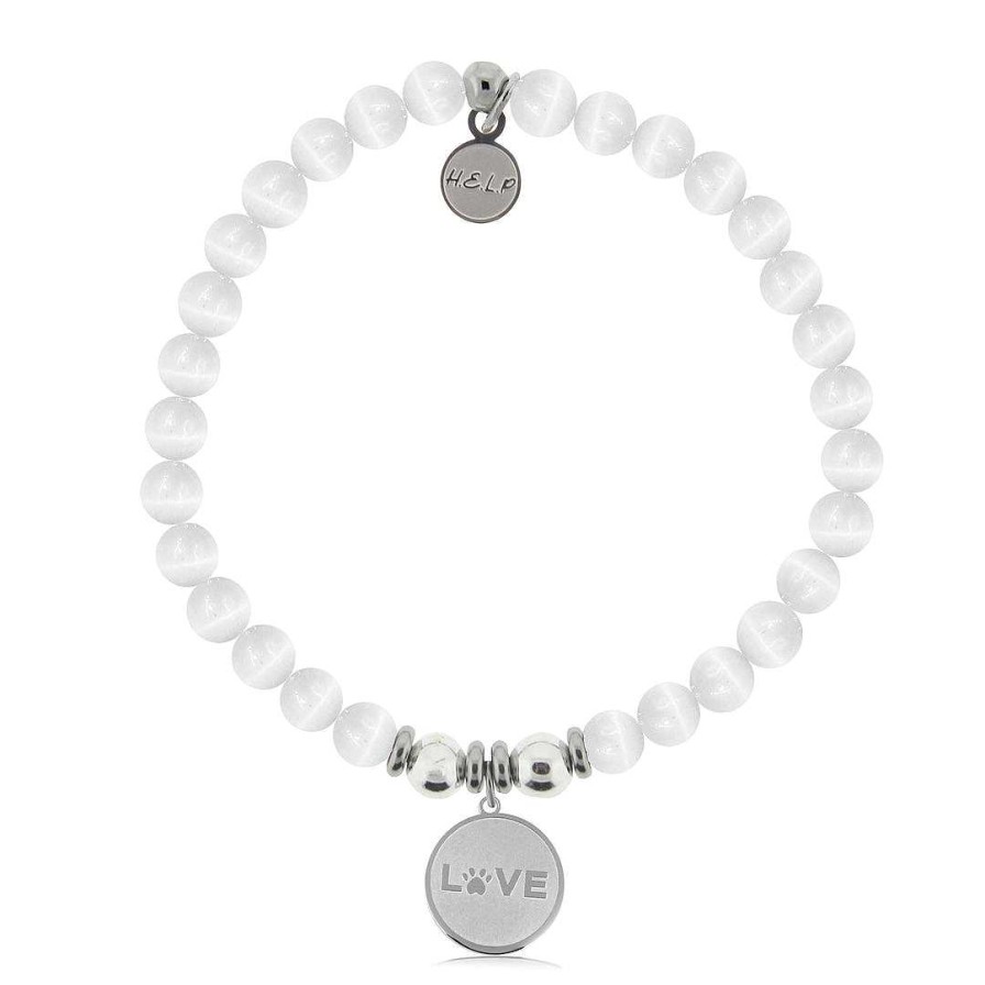 Jewelry T. Jazelle | T. Jazelle Love Paw Bracelet White Cat'S Eye