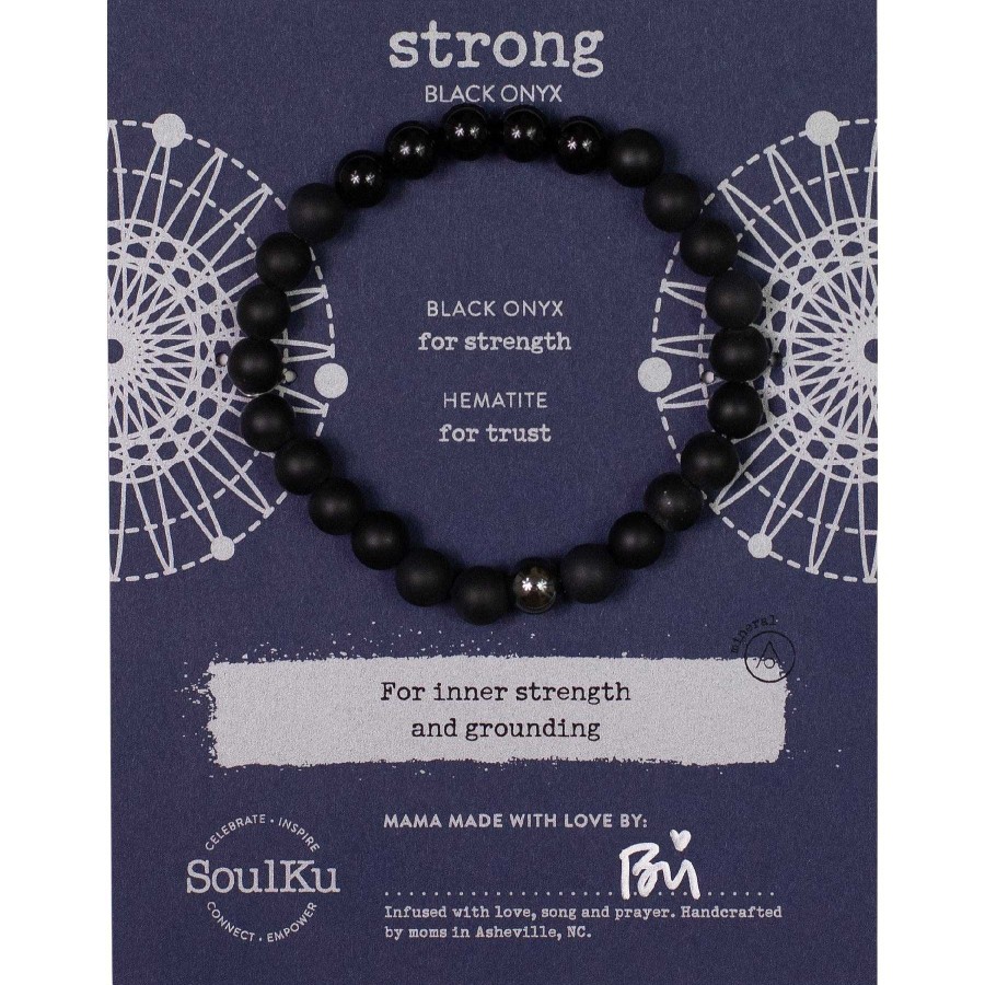 Jewelry Soulku | Soulku Men'S Onyx Bracelet For Being Strong