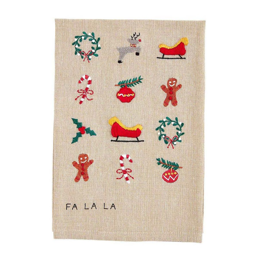 Home & Gifts Mudpie | Icons Embroidered Christmas Towel