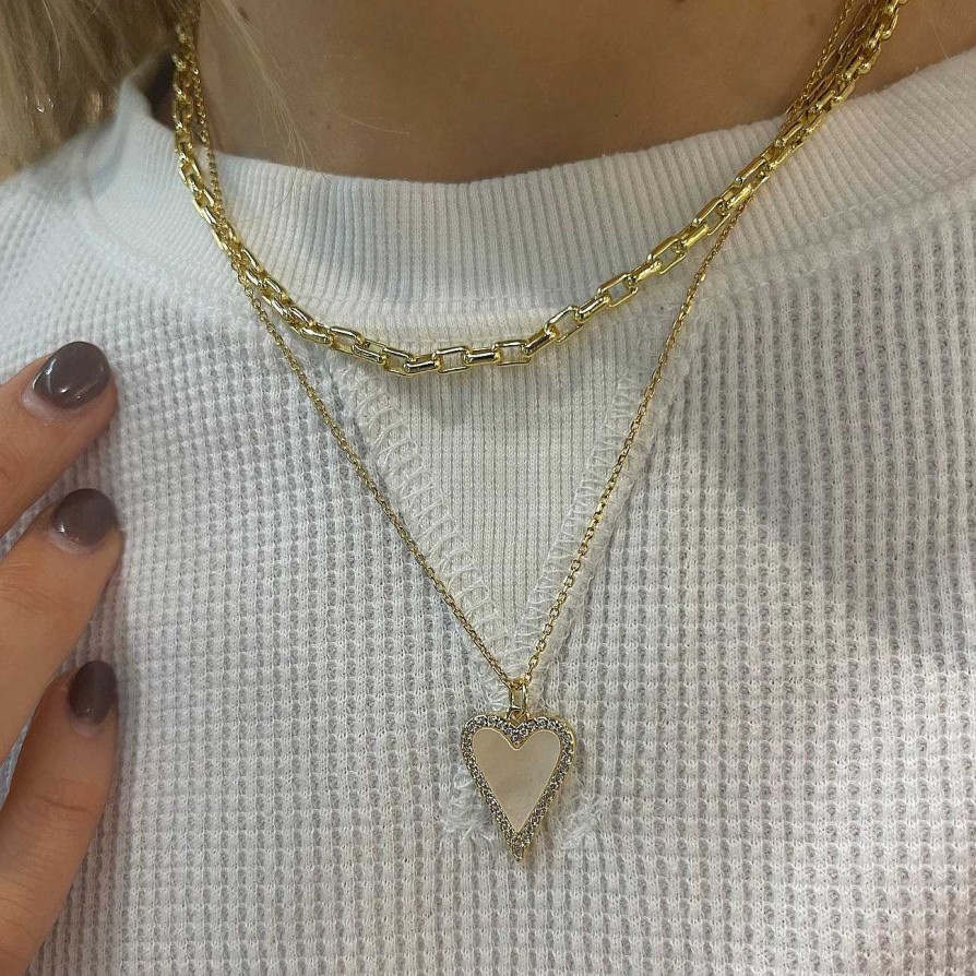 Jewelry Nikki Smith Designs | White Shell Adjustable Heart Waterproof Necklace