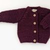 Home & Gifts Huggalugs | Baby Garter Stitch Sweater - Plum