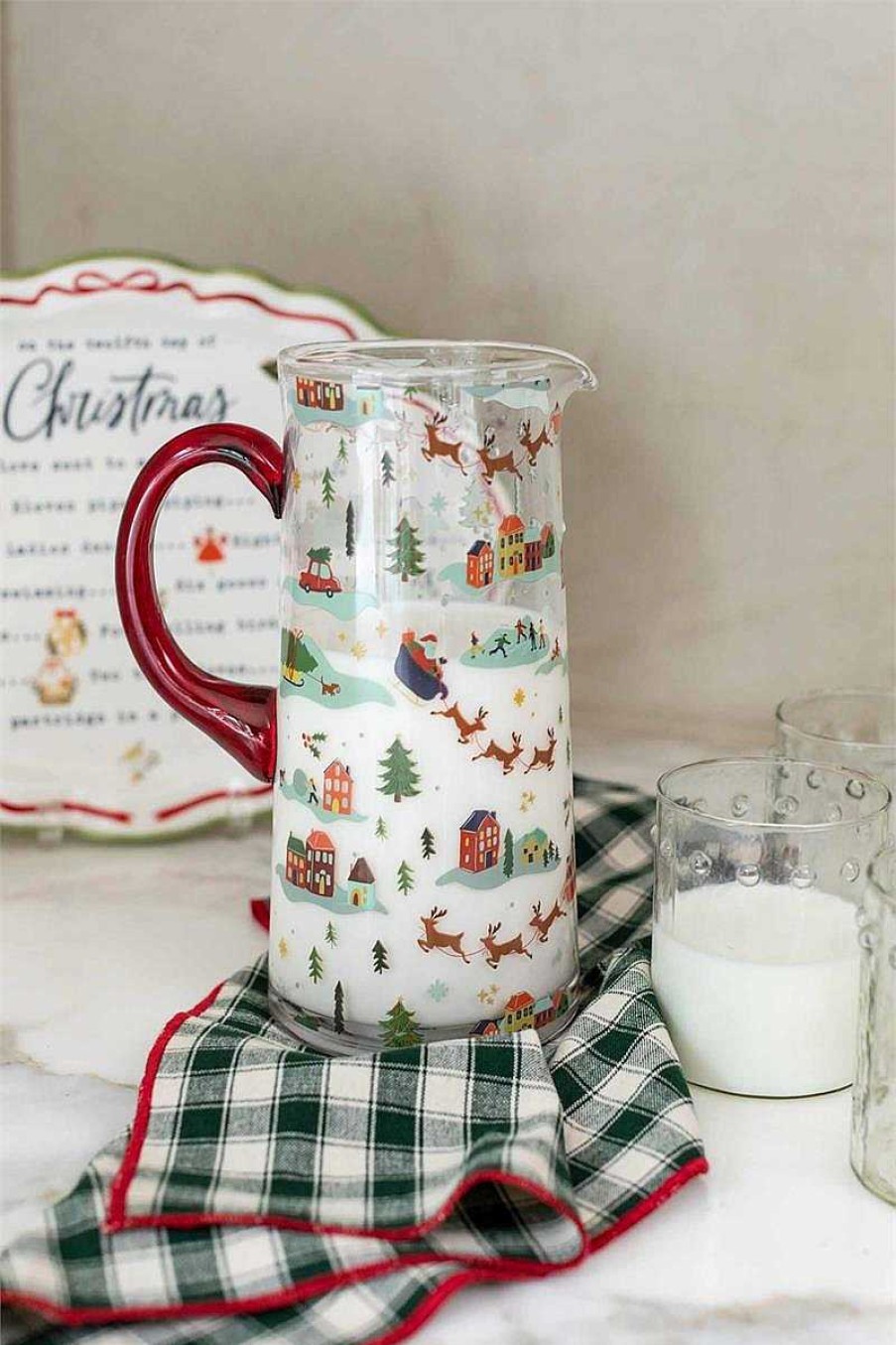 Home & Gifts Mudpie | Christmas Village Glass Pitcher