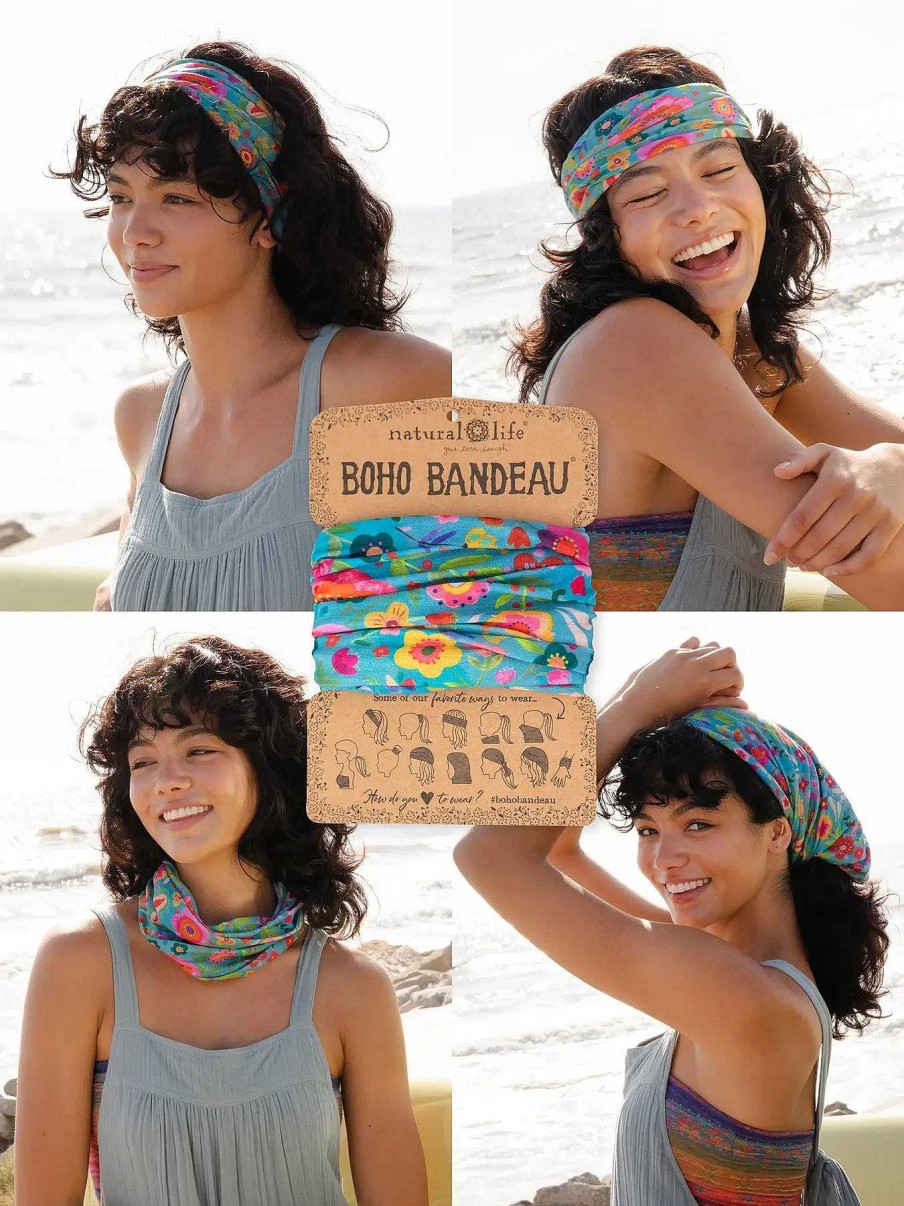 Accessories Natural Life | Teal Folk Flower Boho Bandeau