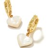 Jewelry Kendra Scott | Penny Gold Heart Huggie Earrings In Ivory Mother Of Pearl