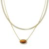 Jewelry Kendra Scott | Grayson Herringbone Gold Multi Strand Necklace In Tiger'S Eye