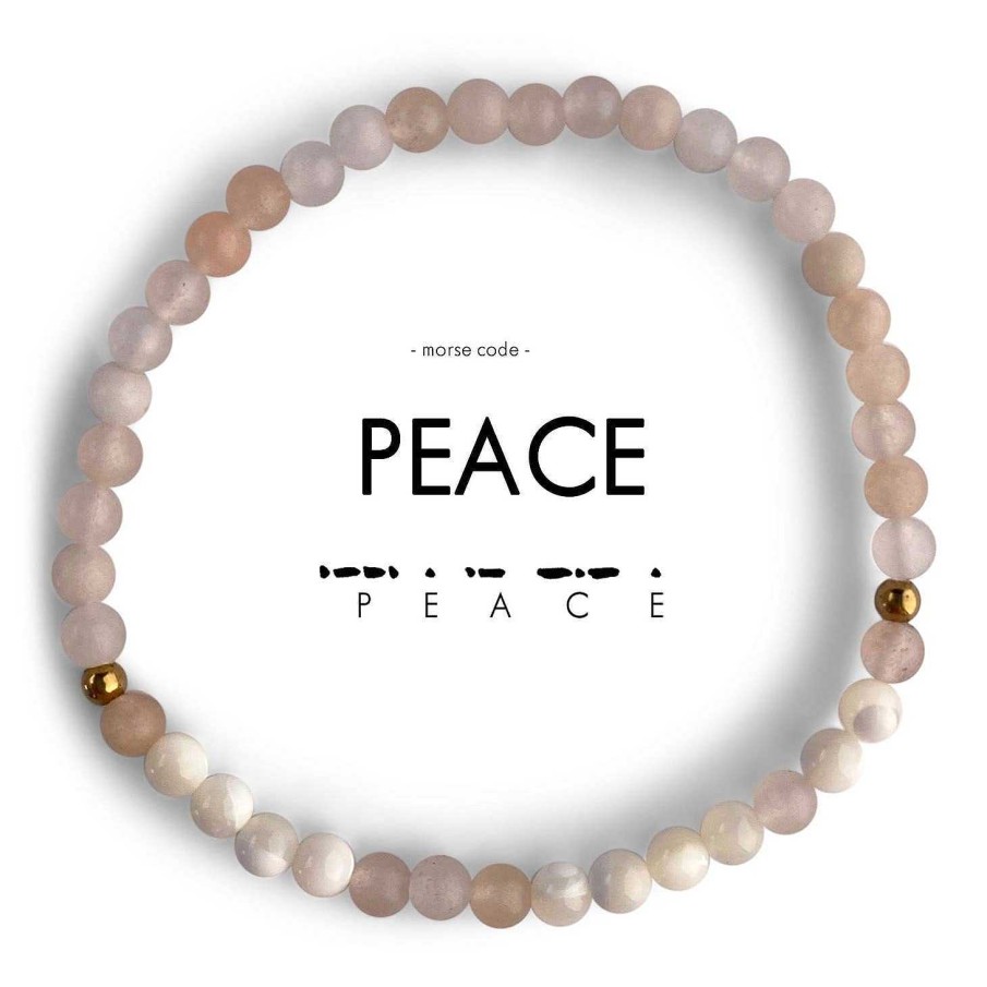 Jewelry Ethic Goods | Peace Morse Code Bracelet Mother Of Pearl & Pink Aventurine