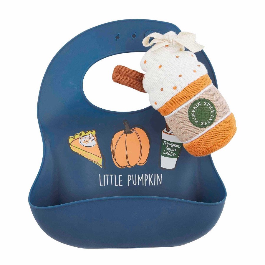 Home & Gifts Mudpie | Pumpkin Spice Bib And Rattle Set