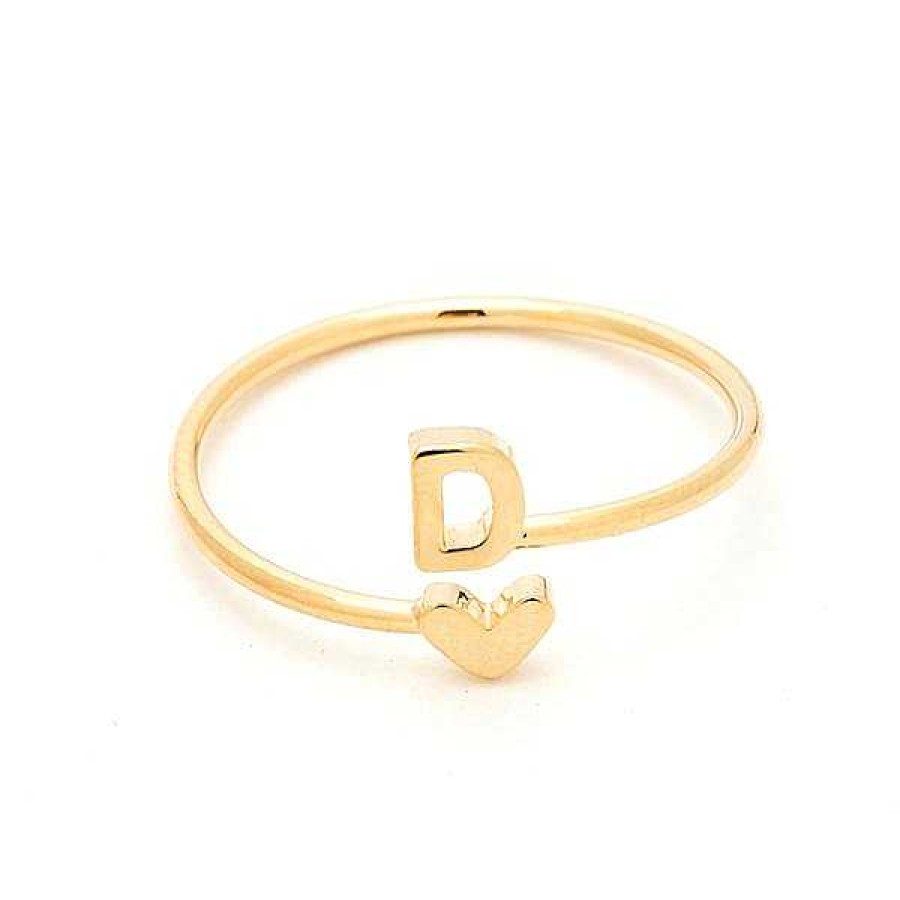 Jewelry Cai/Cool And Interesting | Heart Adjustable Gold Initial Ring