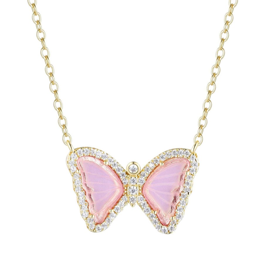 Jewelry Kamaria | Kamaria Mini Butterfly Necklace - Light Pink