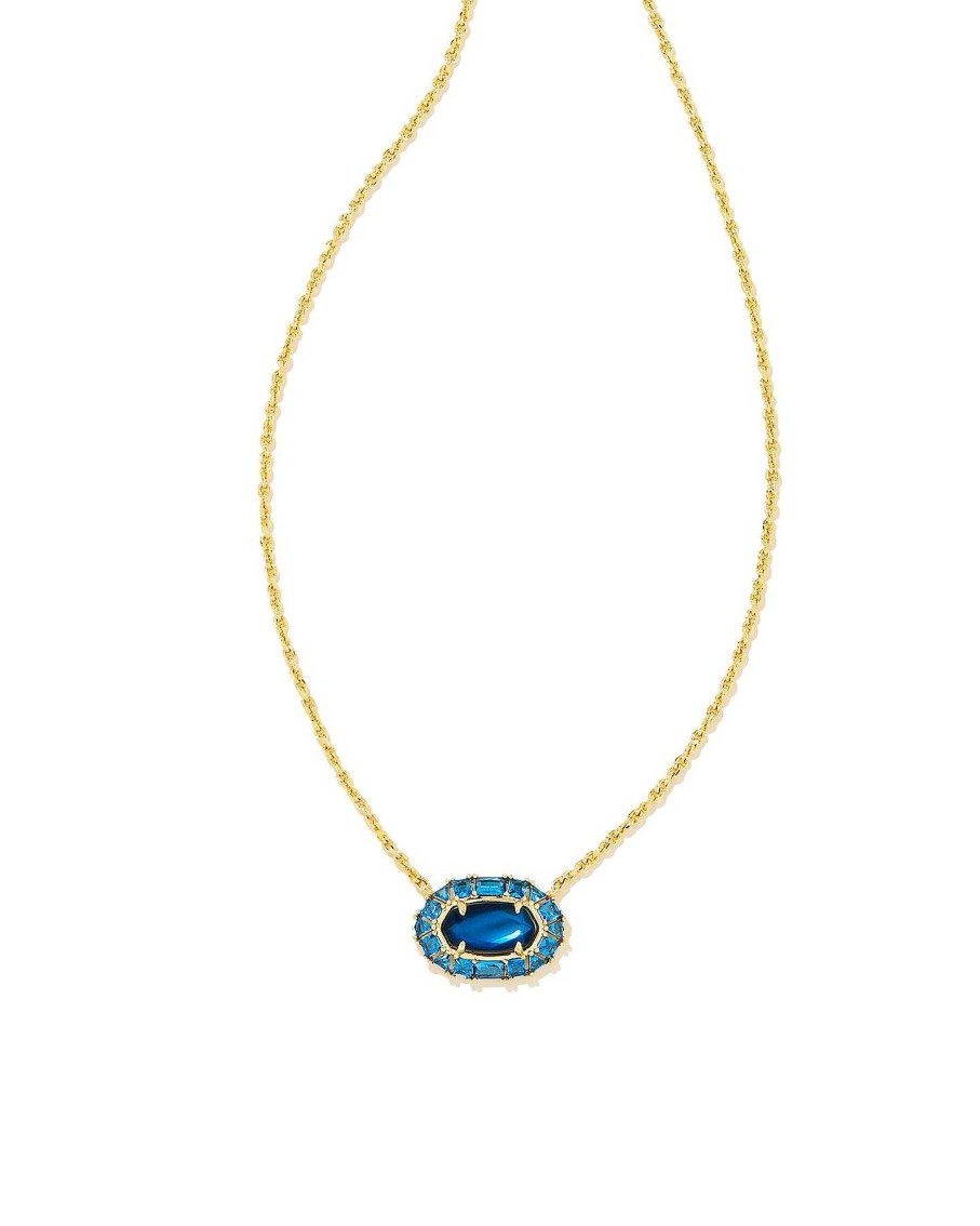 Jewelry Kendra Scott | Elisa Gold Crystal Frame Short Pendant Necklace In Sea Blue Illusion