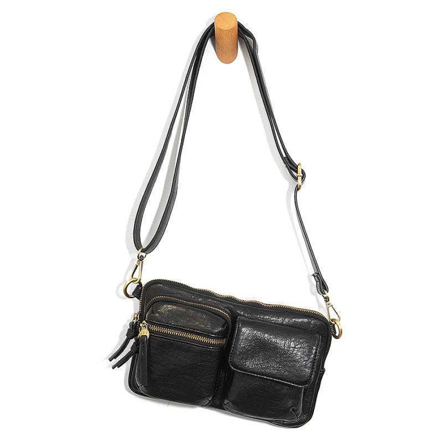 Accessories Joy Susan | Kendra Cargo Pocket Sling Crossbody Bag - Black