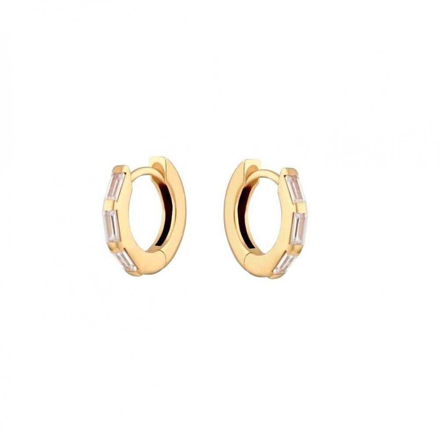 Jewelry Something Silver | Baguette Cz Huggie Hoops