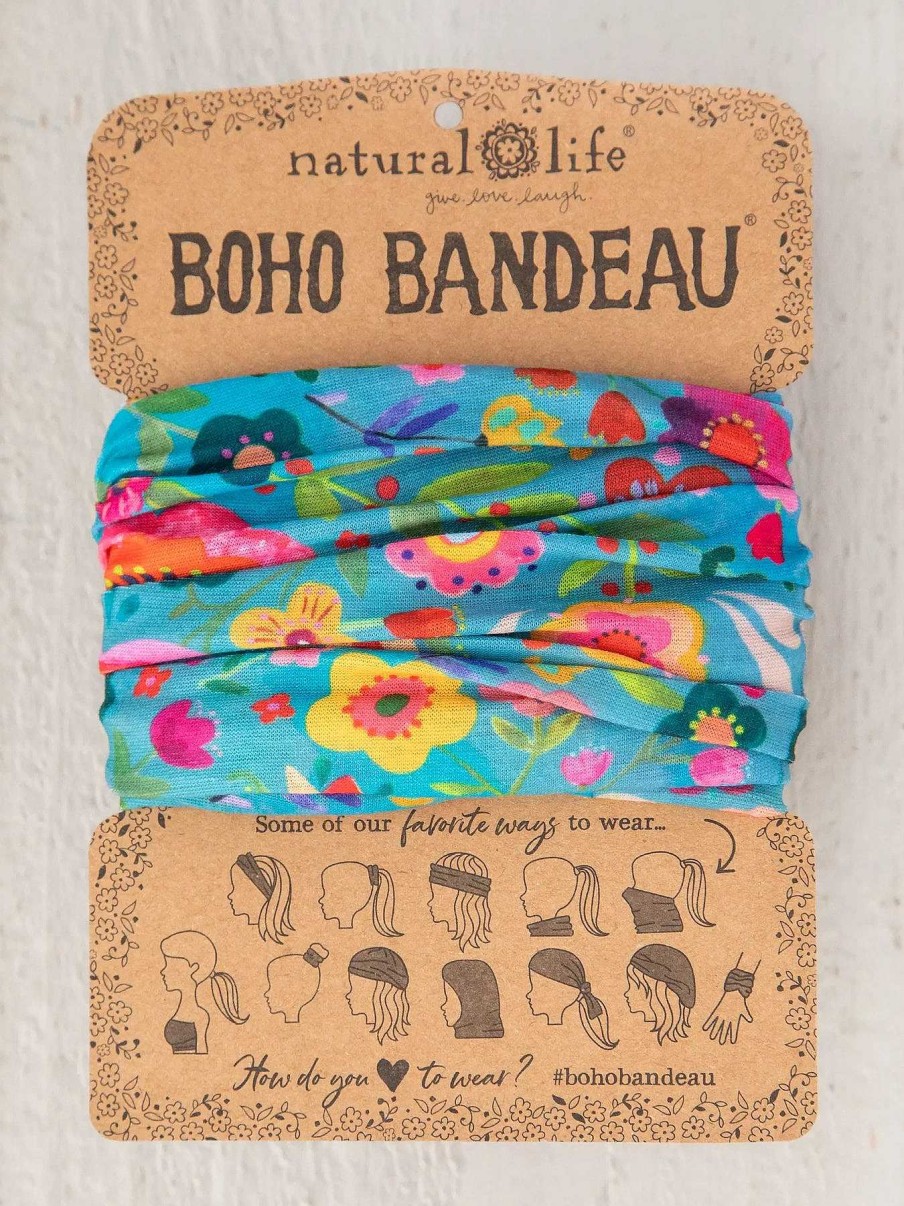 Accessories Natural Life | Teal Folk Flower Boho Bandeau