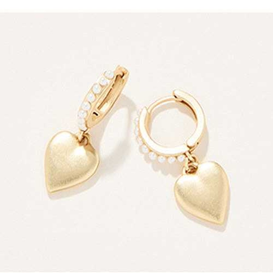 Jewelry Spartina 449 | Pearl Heart Huggie Earrings