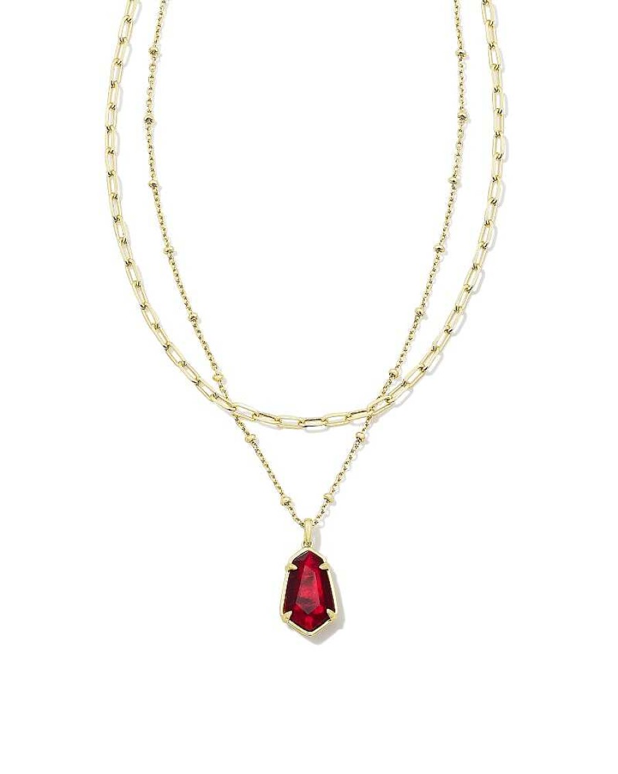 Jewelry Kendra Scott | Alexandria Gold Multi Strand Necklace In Cranberry Illusion