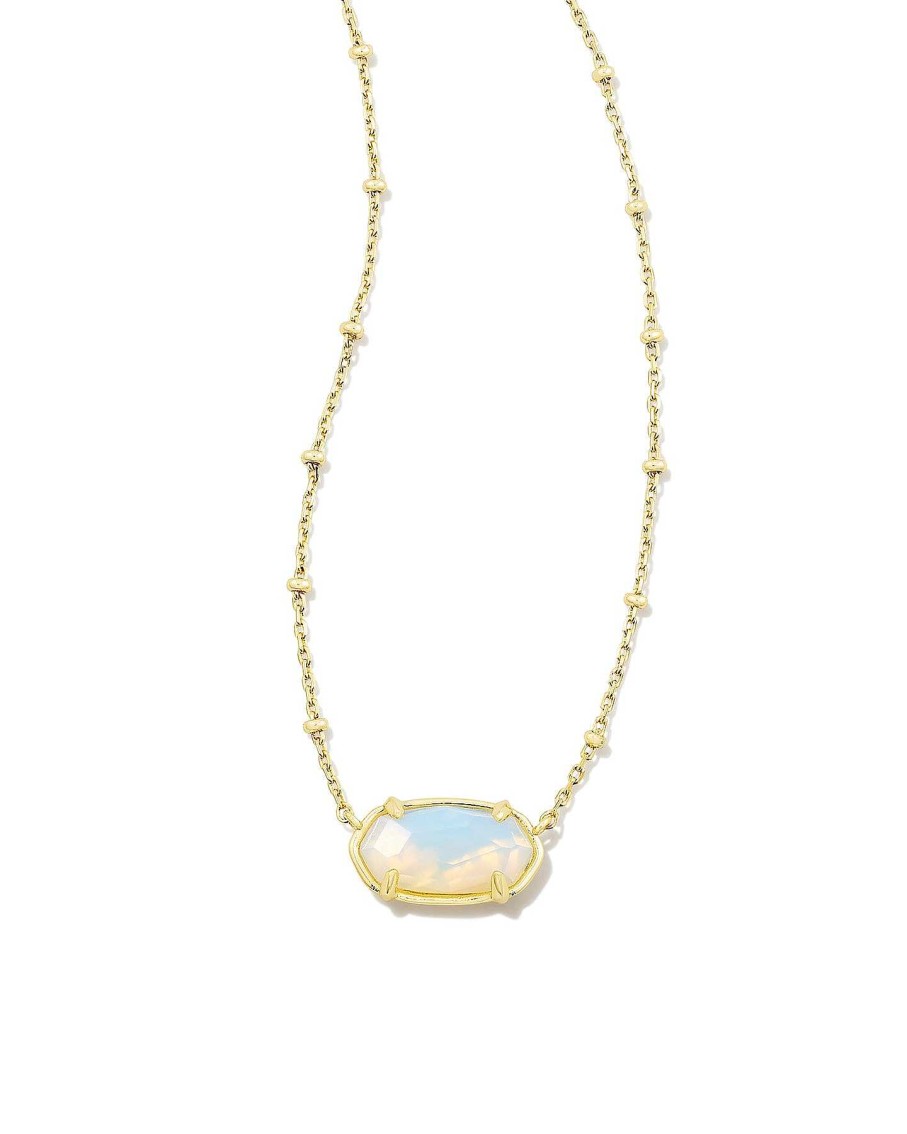 Jewelry Kendra Scott | Faceted Gold Elisa Short Pendant Necklace In Iridescent Opalite Illusion