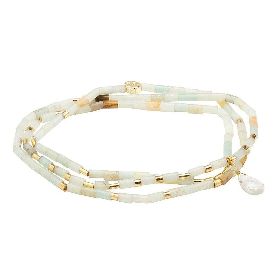 Jewelry Scout Curated Wears | Teardrop Stone Wrap Amazonite/Howlite/Gold - Stone Of Courage