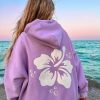 Apparel Sunkissed Coconut | Hibiscus Flower Embroidered Hoodie