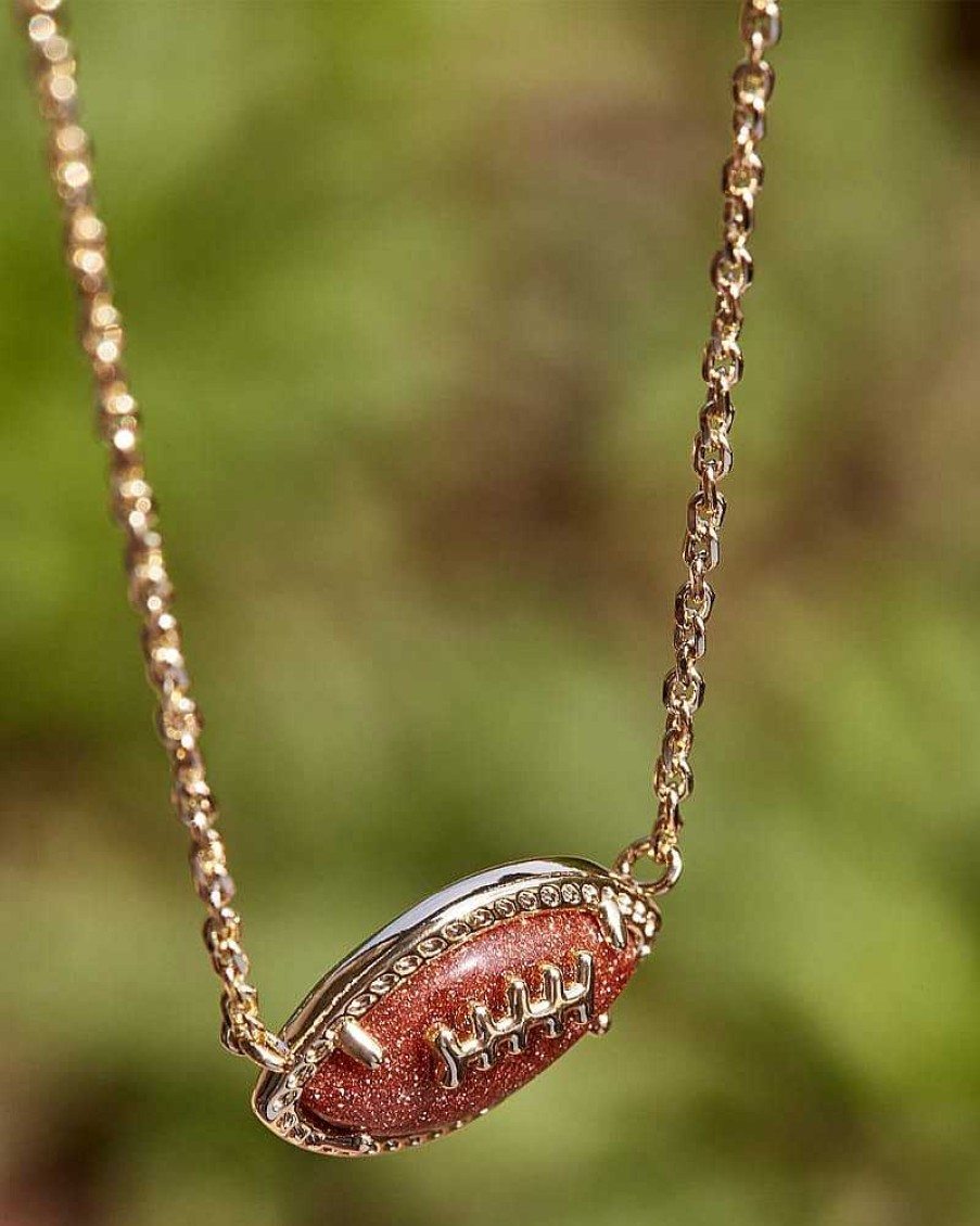 Jewelry Kendra Scott | Kendra Scott Football Necklace In Orange Goldstone