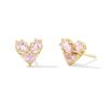 Jewelry Kendra Scott | Katy Gold Heart Stud Earrings In Pink Glass