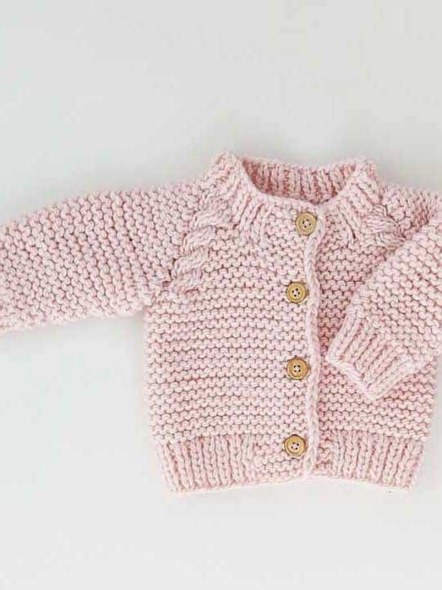 Home & Gifts Huggalugs | Baby Garter Stitch Sweater - Blush