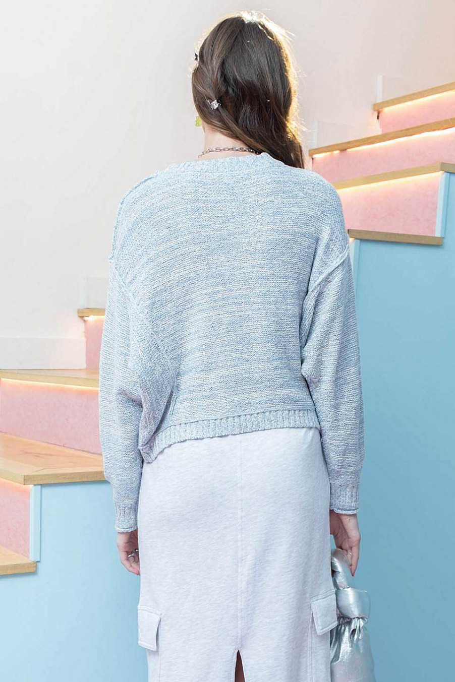 Apparel Blu Pepper | Everly Exposed Seam Sweater