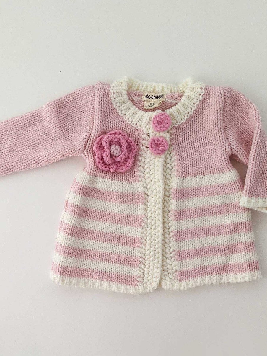 Home & Gifts Huggalugs | Baby Parfait Pink Hand Knit Sweater