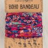 Accessories Natural Life | Dark Red Pink Floral Boho Bandeau