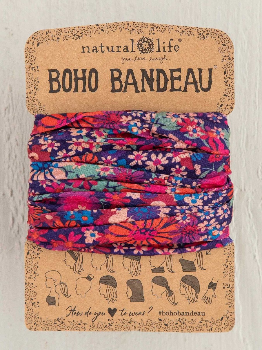 Accessories Natural Life | Dark Red Pink Floral Boho Bandeau