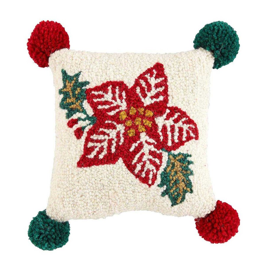 Home & Gifts Mudpie | Poinsettia Mini Hook Pillow