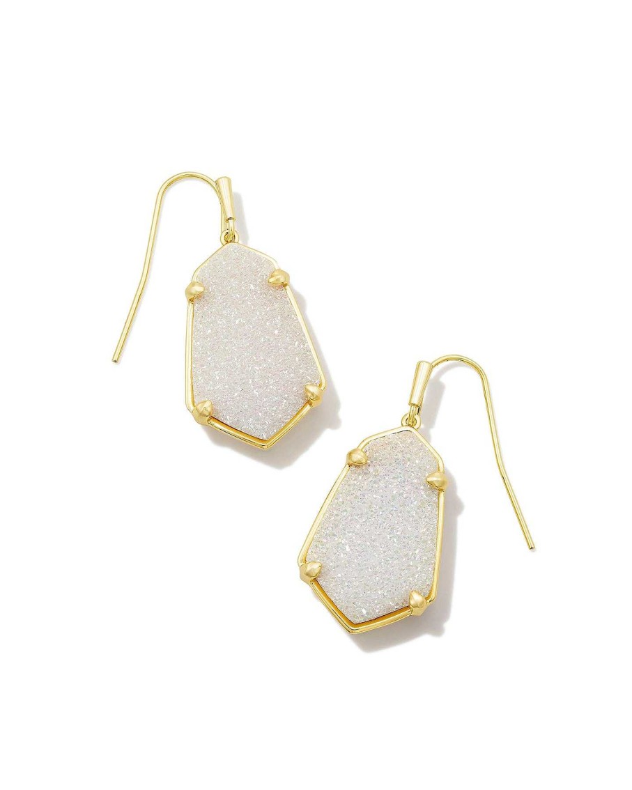 Jewelry Kendra Scott | Alexandria Gold Drop Earrings In Iridescent Drusy