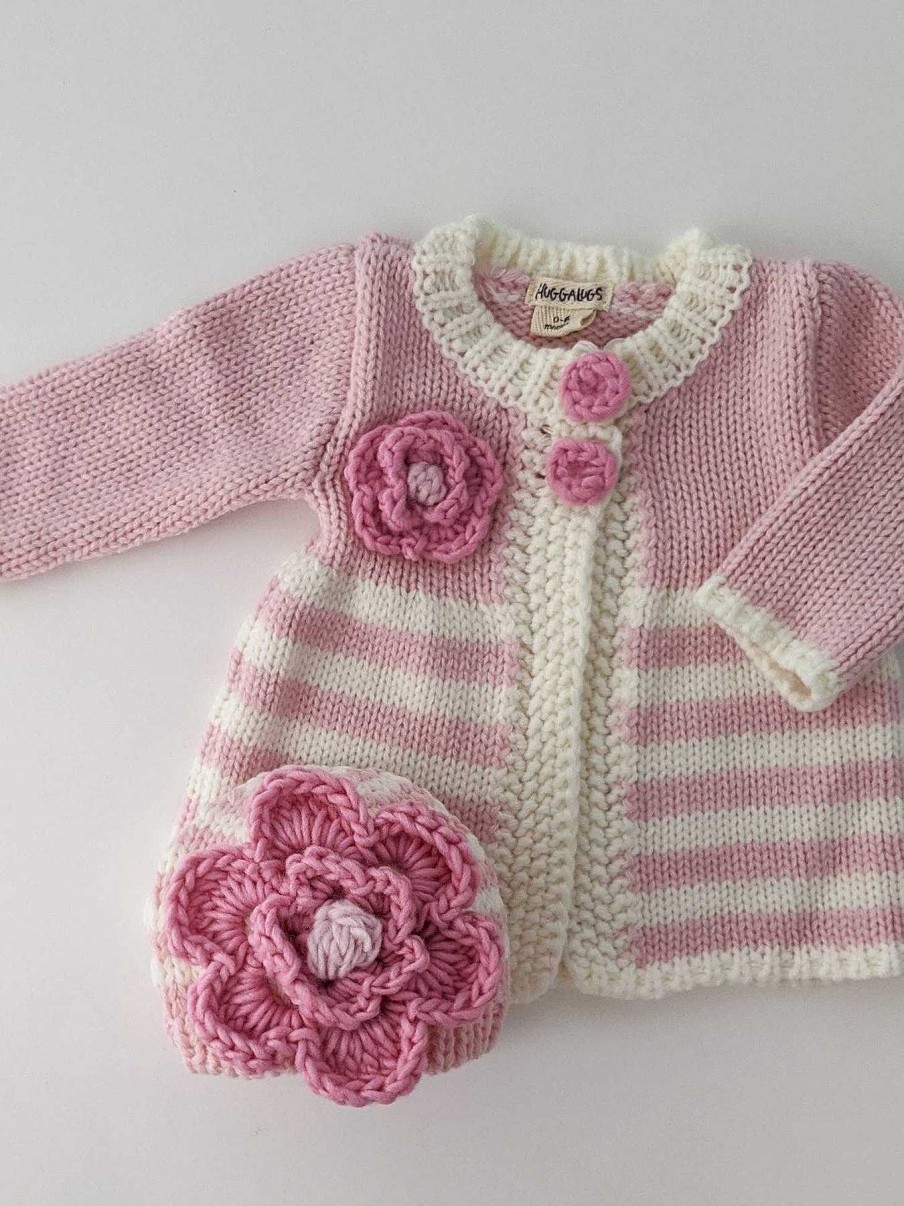 Home & Gifts Huggalugs | Baby Parfait Pink Hand Knit Sweater