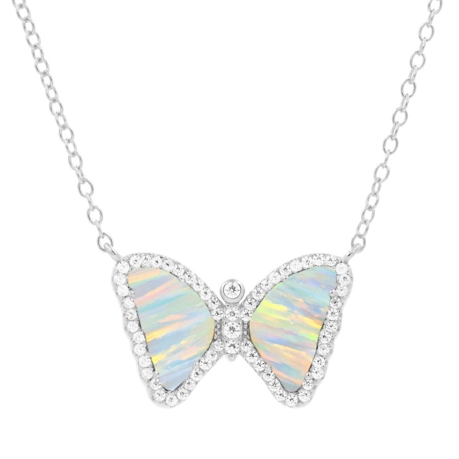 Jewelry Kamaria | Kamaria Mini Butterfly Necklace - White Opal