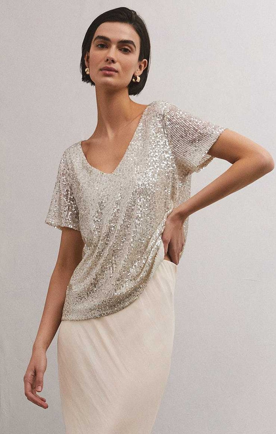 Apparel Z Supply | Marbella Sequin Top In Stardust