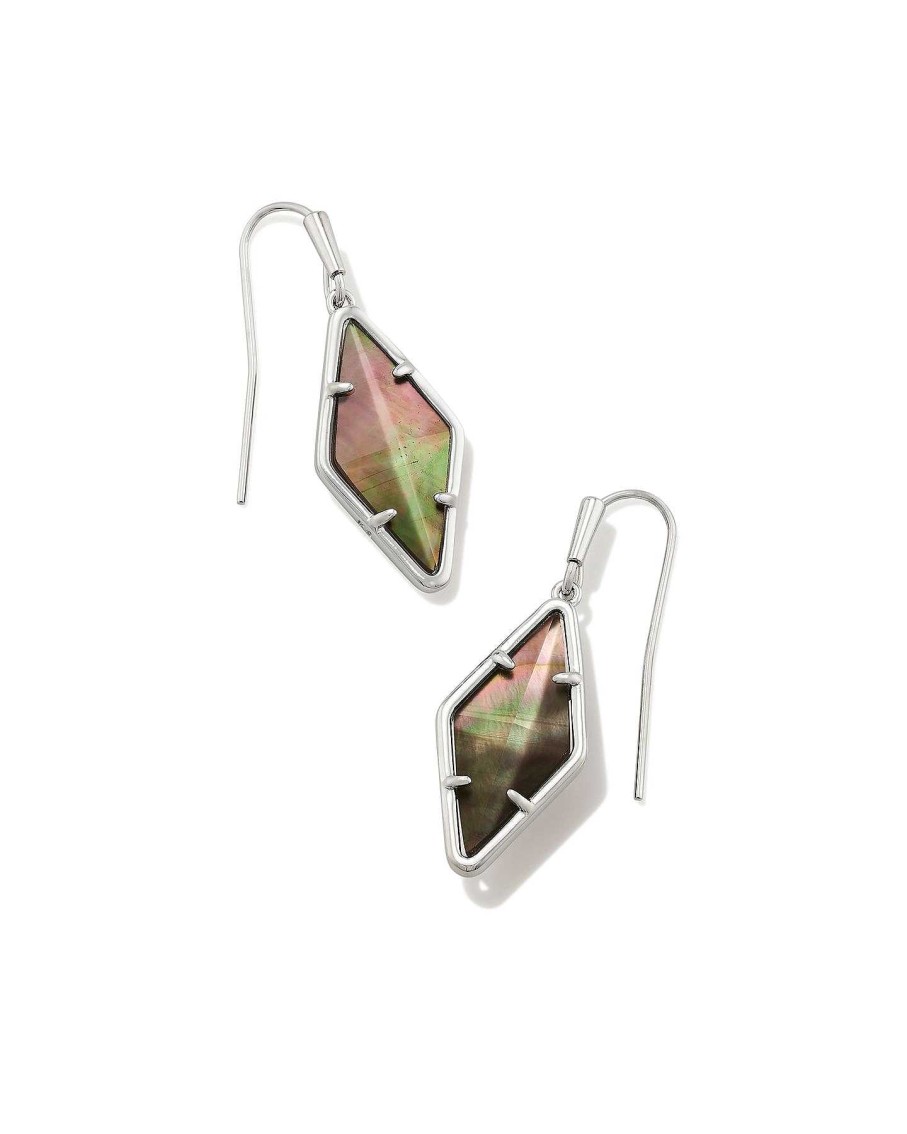 Jewelry Kendra Scott | Kinsley Silver Drop Earrings In Black Mother Of Pearl