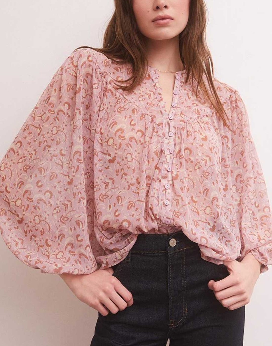 Apparel Z Supply | Liene Floral Top In Shadow Mauve