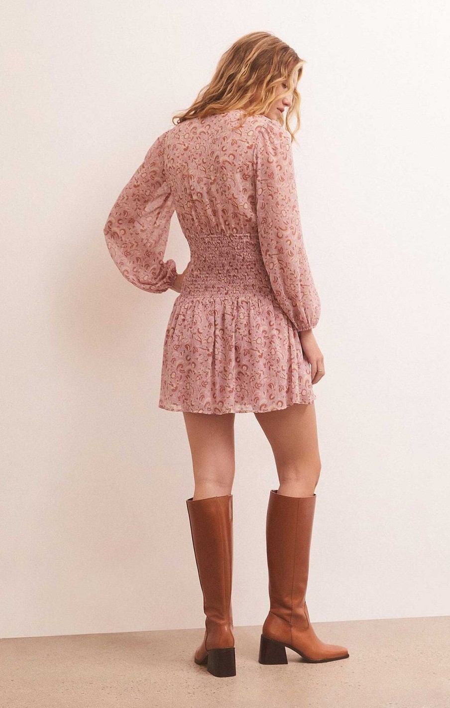 Apparel Z Supply | Adelaide Floral Mini Dress In Shadow Mauve