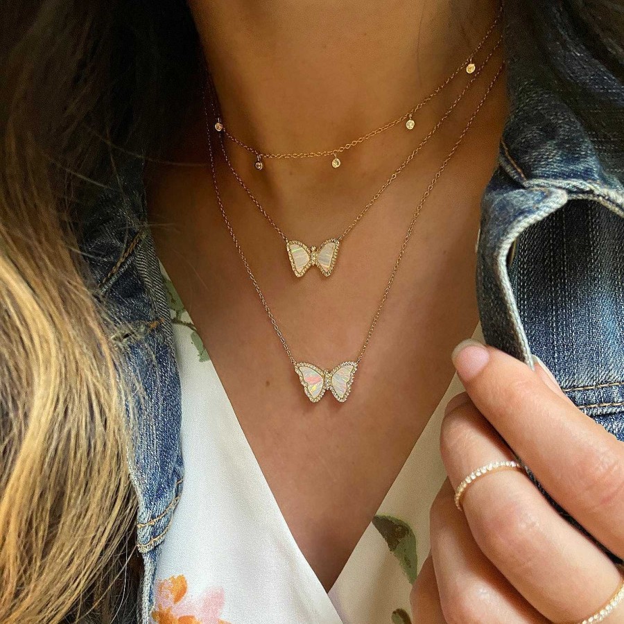 Jewelry Kamaria | Kamaria Mini Butterfly Necklace - White Opal